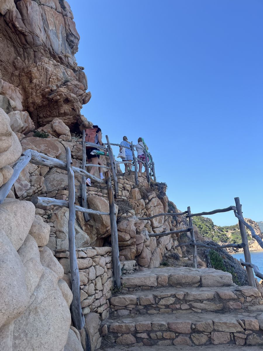 The built path down through the rocks